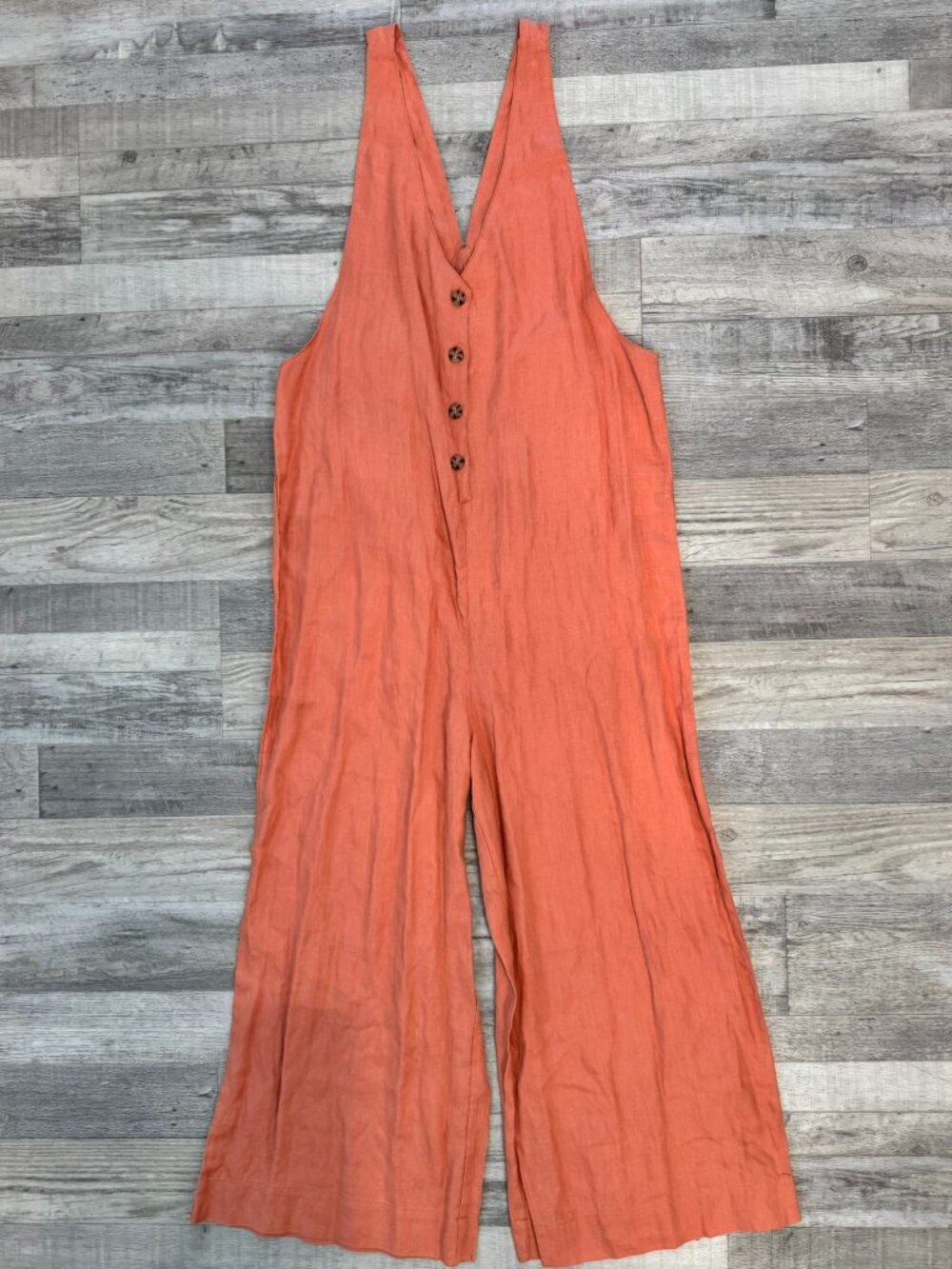 Rhythm Terracotta Linen Wide Leg Jumpsuit Size 8 Sleeveless I38 - Picture 3 of 8